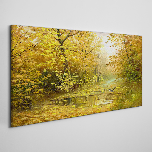 Tablou canvas Toamna de aur la iaz