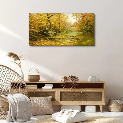 Tablou canvas Toamna de aur la iaz