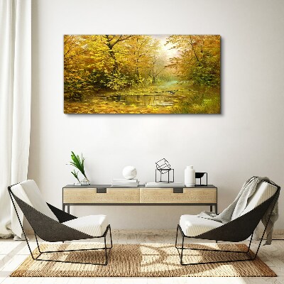 Tablou canvas Toamna de aur la iaz