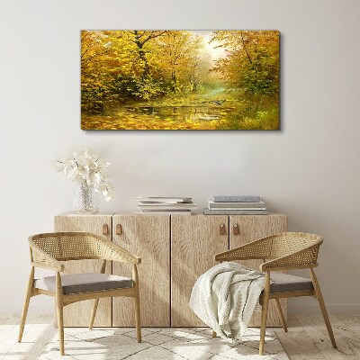 Tablou canvas Toamna de aur la iaz