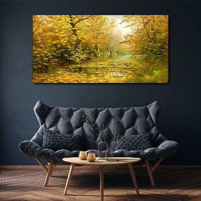 Tablou canvas Toamna de aur la iaz