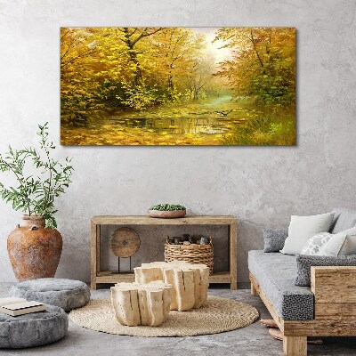 Tablou canvas Toamna de aur la iaz