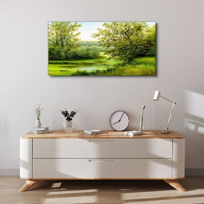 Tablou canvas Peisaj verde lângă apă