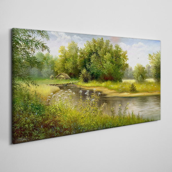 Tablou canvas Un peisaj liniștit lângă râu