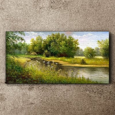 Tablou canvas Un peisaj liniștit lângă râu
