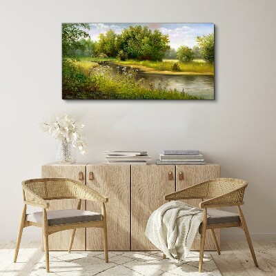 Tablou canvas Un peisaj liniștit lângă râu