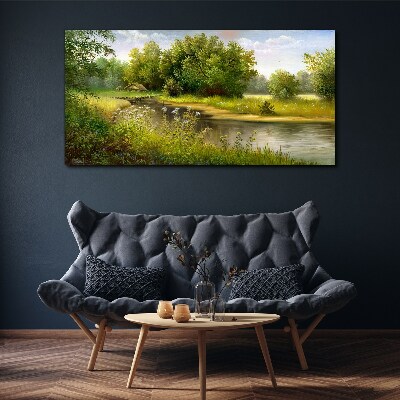 Tablou canvas Un peisaj liniștit lângă râu
