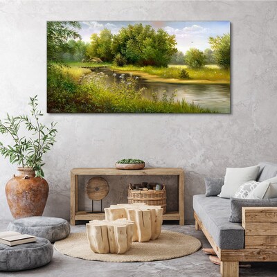 Tablou canvas Un peisaj liniștit lângă râu