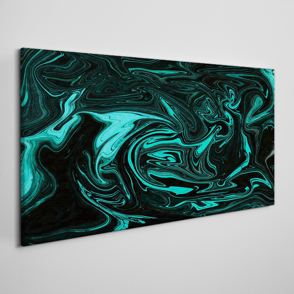 Tablou canvas Vârtejuri verzi și negre de abstractizare