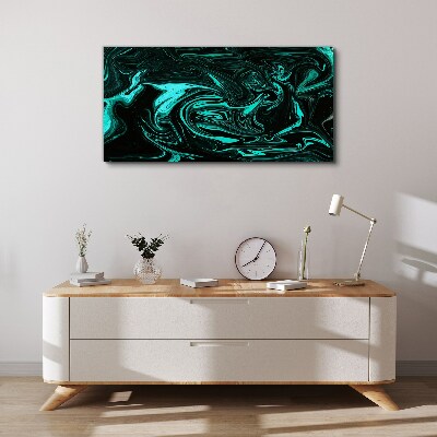Tablou canvas Vârtejuri verzi și negre de abstractizare