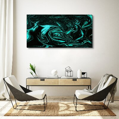 Tablou canvas Vârtejuri verzi și negre de abstractizare