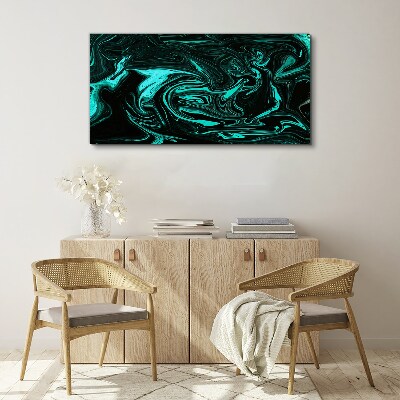 Tablou canvas Vârtejuri verzi și negre de abstractizare