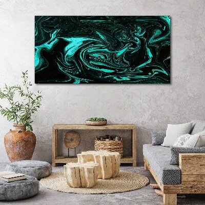 Tablou canvas Vârtejuri verzi și negre de abstractizare