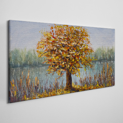 Tablou canvas Toamna de aur la iaz