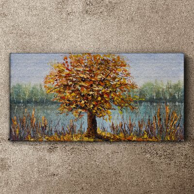 Tablou canvas Toamna de aur la iaz