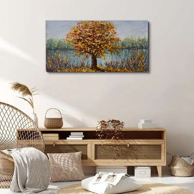 Tablou canvas Toamna de aur la iaz
