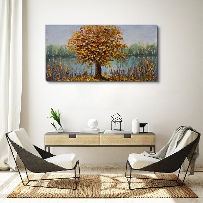 Tablou canvas Toamna de aur la iaz