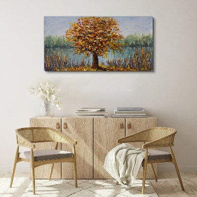 Tablou canvas Toamna de aur la iaz