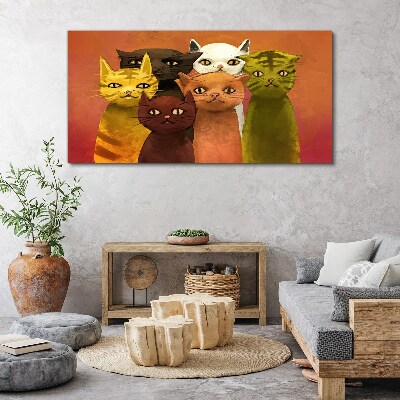 Tablou canvas Pisici în armonie colorată