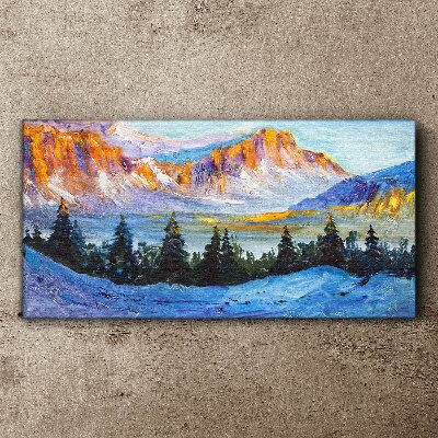 Tablou canvas iarnă zăpadă copaci munți
