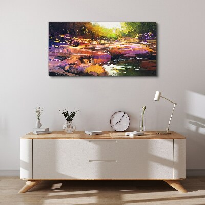 Tablou canvas Peisaj colorat lângă râu