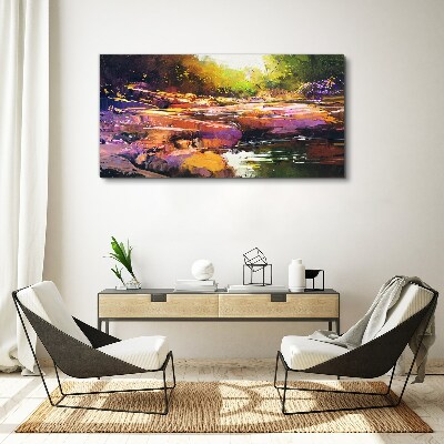 Tablou canvas Peisaj colorat lângă râu