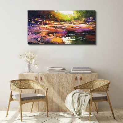 Tablou canvas Peisaj colorat lângă râu