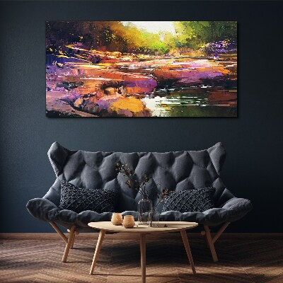 Tablou canvas Peisaj colorat lângă râu