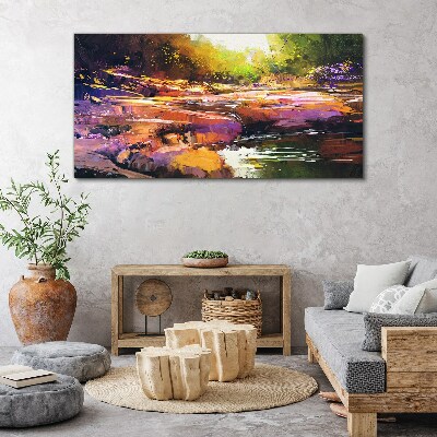 Tablou canvas Peisaj colorat lângă râu