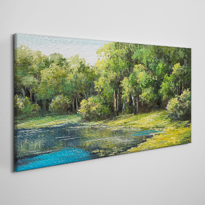 Tablou canvas Peisaj verde deasupra apei