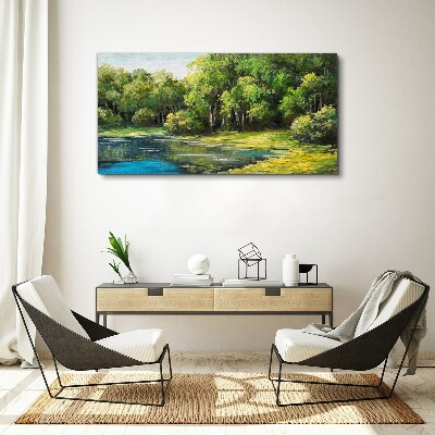 Tablou canvas Peisaj verde deasupra apei