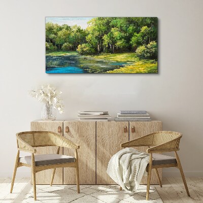 Tablou canvas Peisaj verde deasupra apei