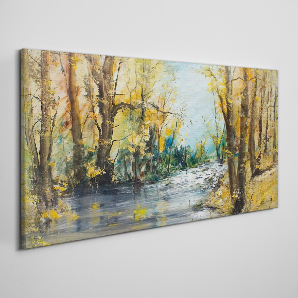 Tablou canvas Peisaj de toamnă lângă râu