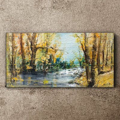 Tablou canvas Peisaj de toamnă lângă râu