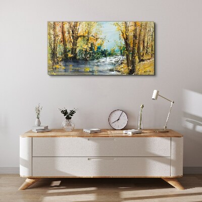 Tablou canvas Peisaj de toamnă lângă râu