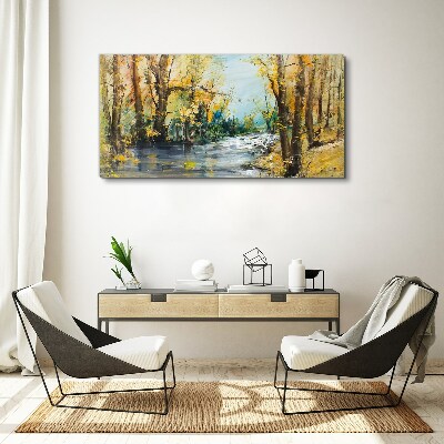Tablou canvas Peisaj de toamnă lângă râu