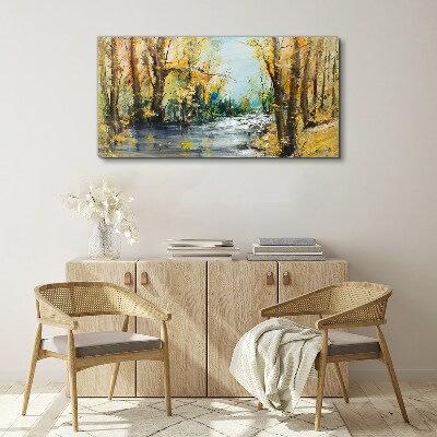 Tablou canvas Peisaj de toamnă lângă râu