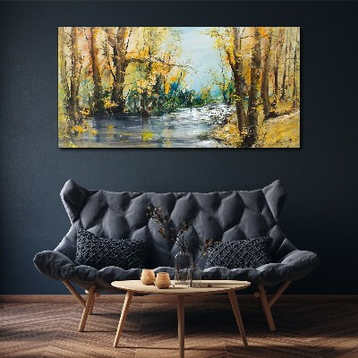 Tablou canvas Peisaj de toamnă lângă râu