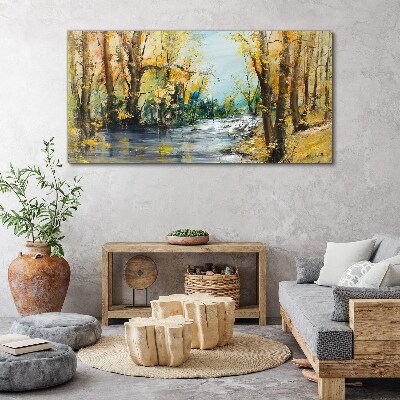 Tablou canvas Peisaj de toamnă lângă râu