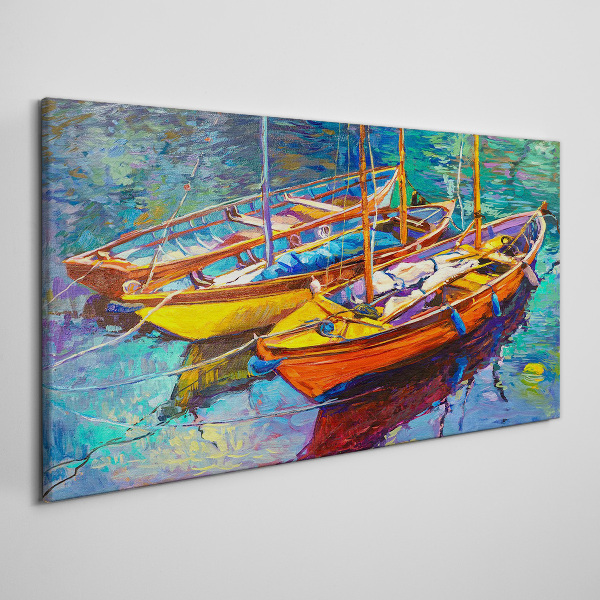 Tablou canvas Bărci colorate pe apă calmă