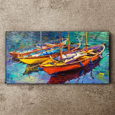 Tablou canvas Bărci colorate pe apă calmă