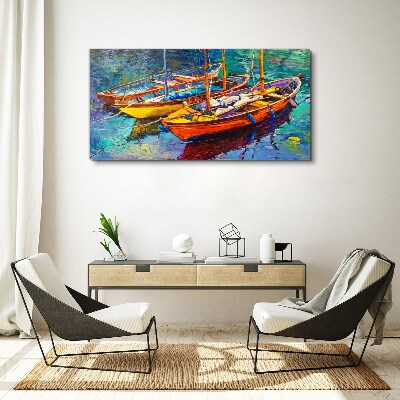 Tablou canvas Bărci colorate pe apă calmă