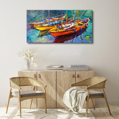 Tablou canvas Bărci colorate pe apă calmă