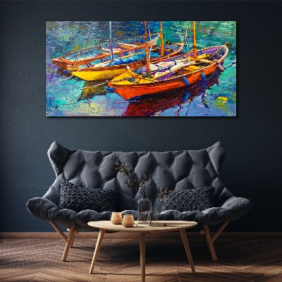 Tablou canvas Bărci colorate pe apă calmă