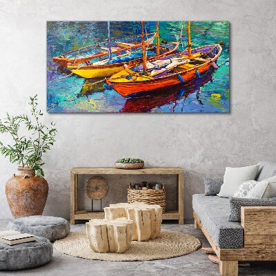 Tablou canvas Bărci colorate pe apă calmă