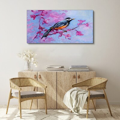 Tablou canvas ramură flori animal pasăre