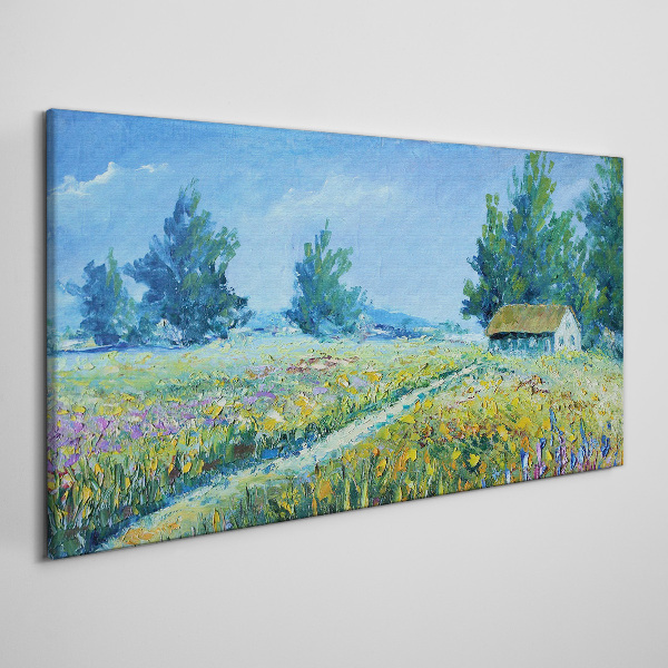 Tablou canvas Peisaj de vară cu o casă în câmp