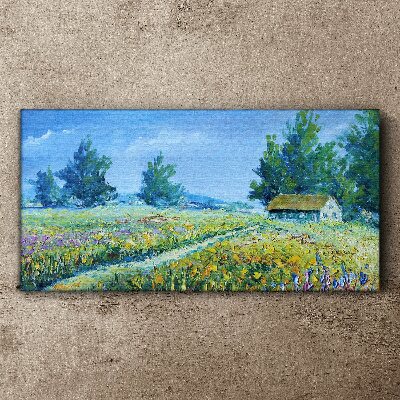 Tablou canvas Peisaj de vară cu o casă în câmp