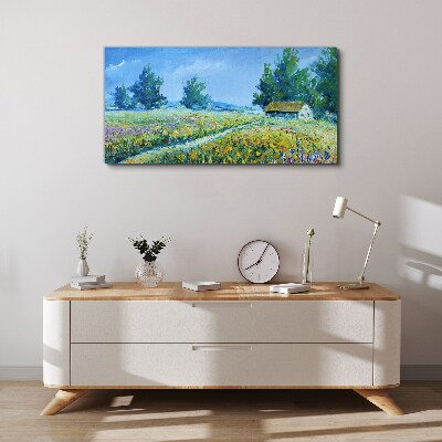 Tablou canvas Peisaj de vară cu o casă în câmp