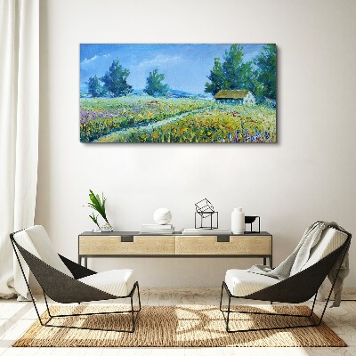 Tablou canvas Peisaj de vară cu o casă în câmp